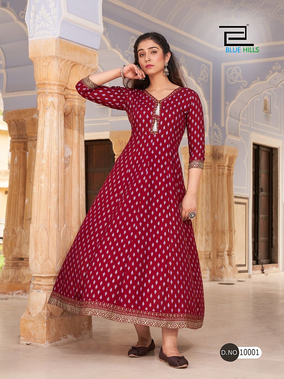 Blue Hills Hotstar 10 Rayon Fancy Party Wear Designer Long Kurti Collection